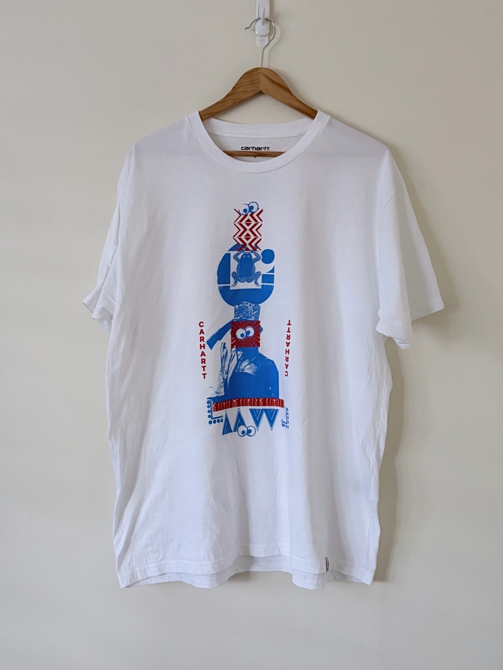 Carhartt WIP White T-Shirt with Blue and Red Graphic